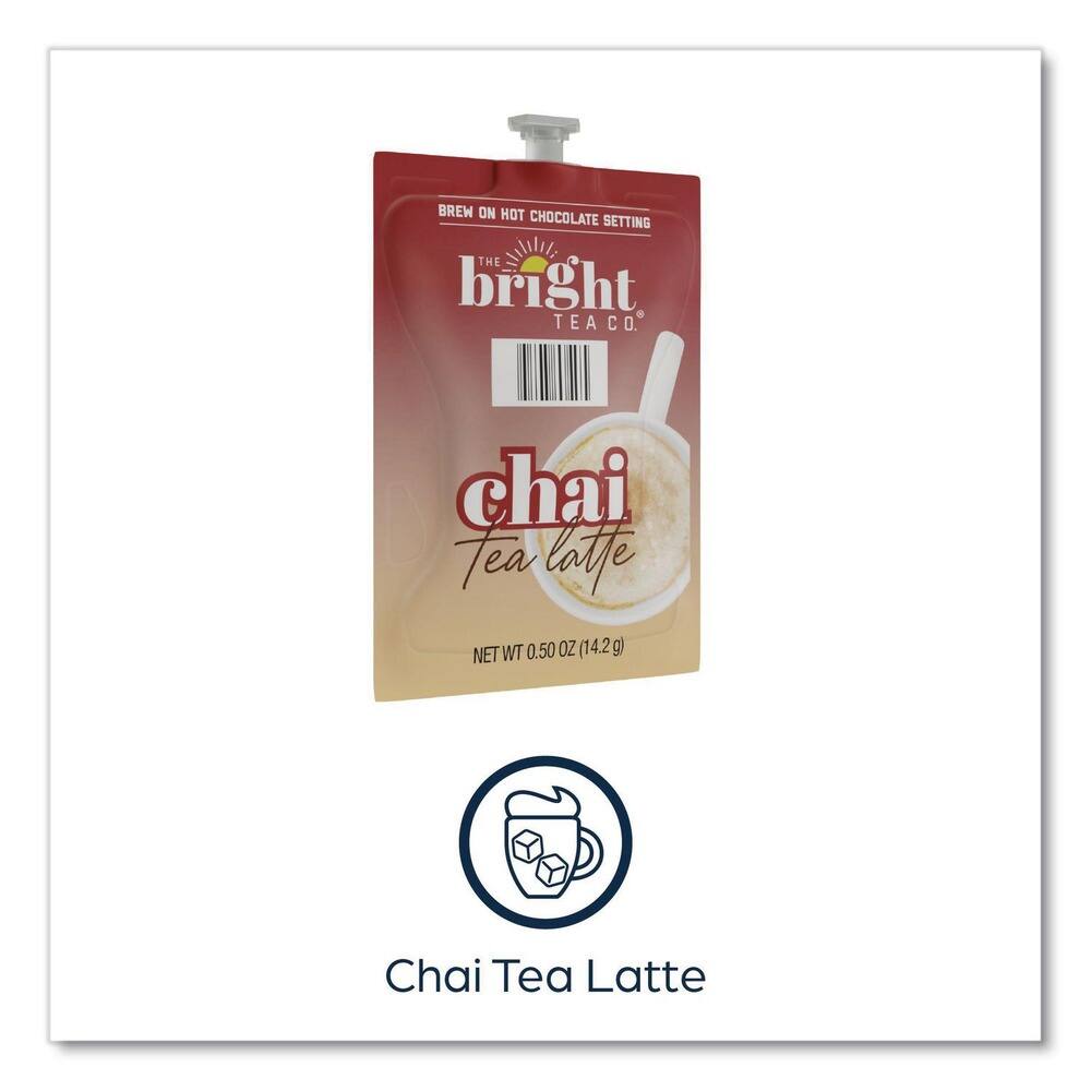 Brew on hot chocolate setting.  
The Bright Tea Co.  
Chai Tea Latte  
Net WT 0.50 OZ (14.2 g)  
Chai Tea Latte