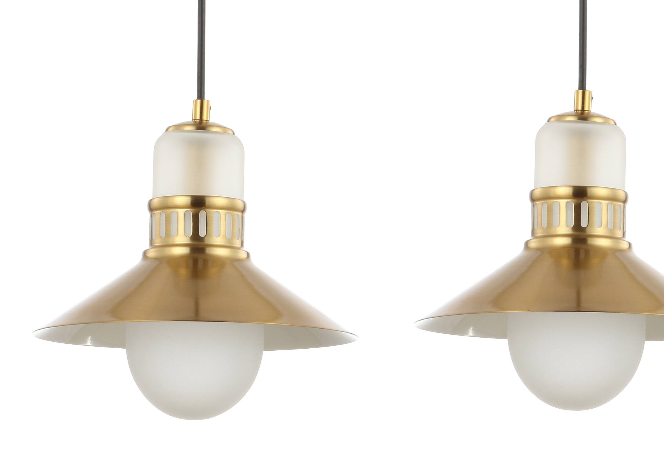 Alt View 4. Jonathan Y - Colin 3-Light 35" Adjustable Iron/Glass Retro Hurricane Triple Linear LED Pendant, Brass Gold - Brass Gold.