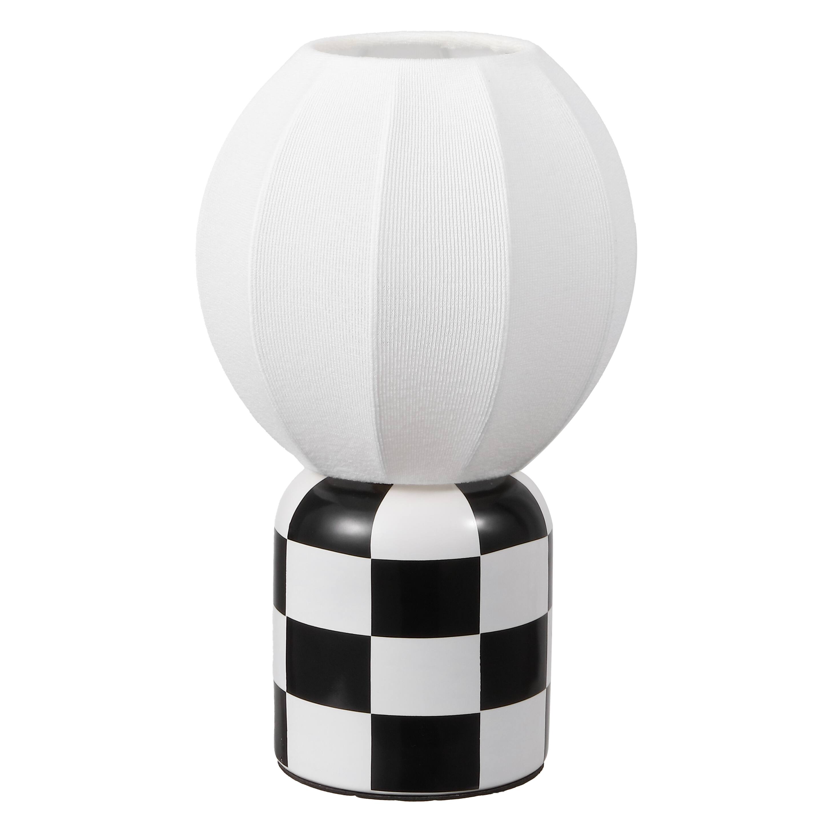 Alt View 7. Jonathan Y - Valarie 10.3 in. Contemporary Checkerboard Ceramic with Ribbed Cocoon Globe Shade LED Mini Table Lamp, Black/White - Black/White.