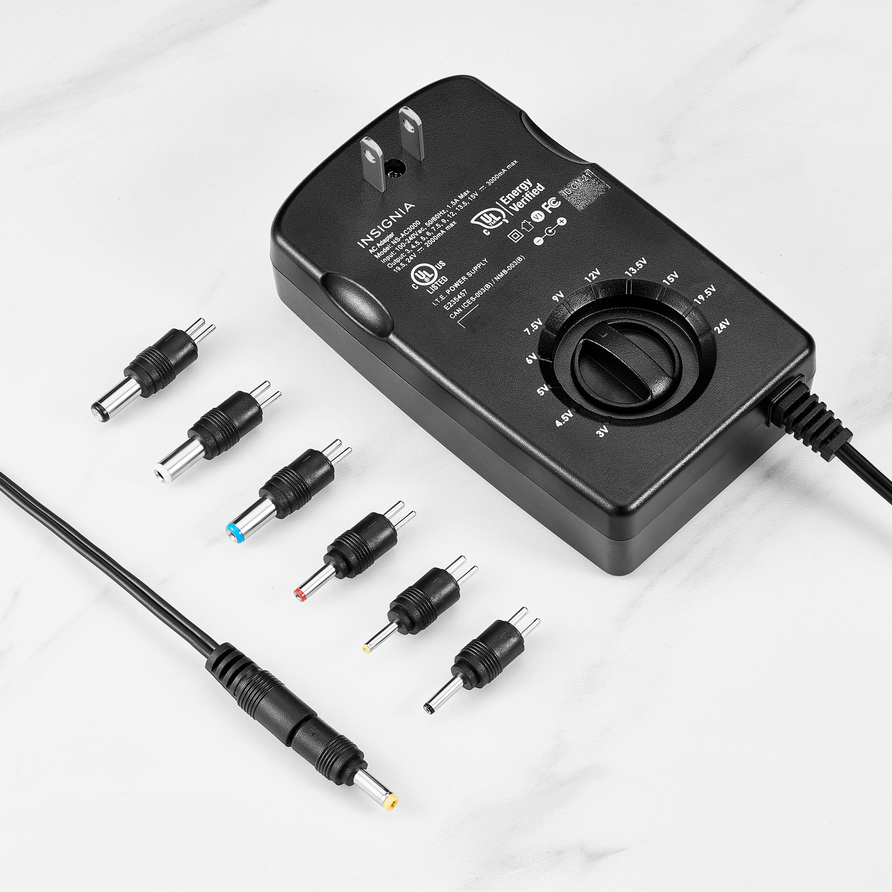 Alt View 14. Insignia™ - 3,000 mA 5’ Universal AC Adapter for High-Output Devices - Black.