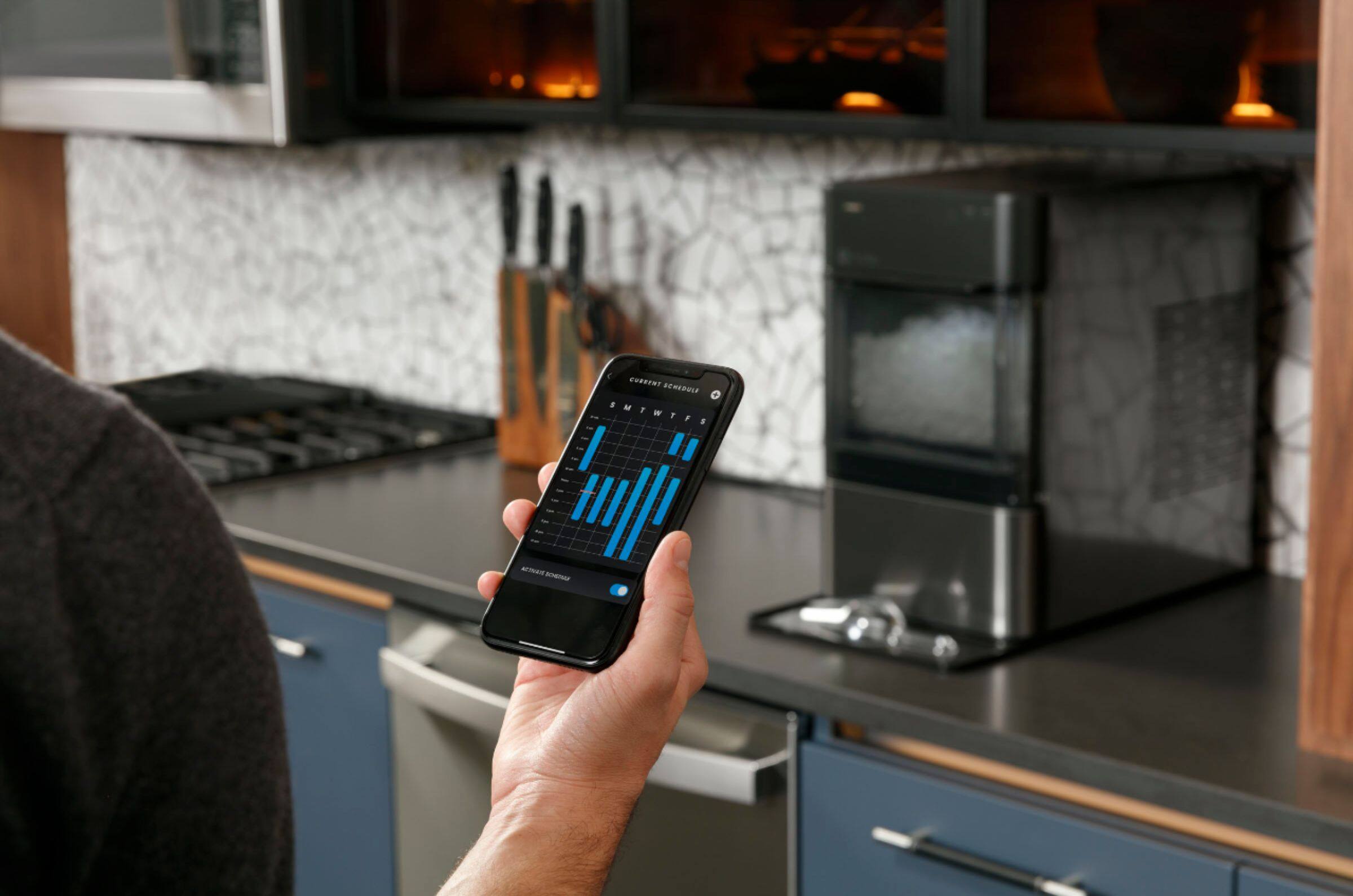 Alt View 18. GE Profile - Opal 2.0 38 lb. Portable Ice maker with Nugget Ice Production and Built-In WiFi - Black Stainless.