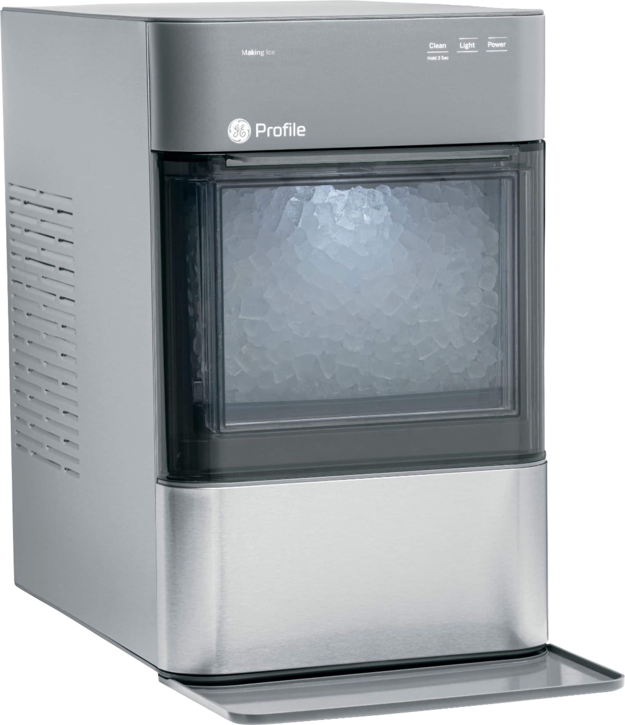 Angle. GE Profile - Opal 2.0 38 lb. Portable Ice maker with Nugget Ice Production and Built-In WiFi - Stainless Steel.