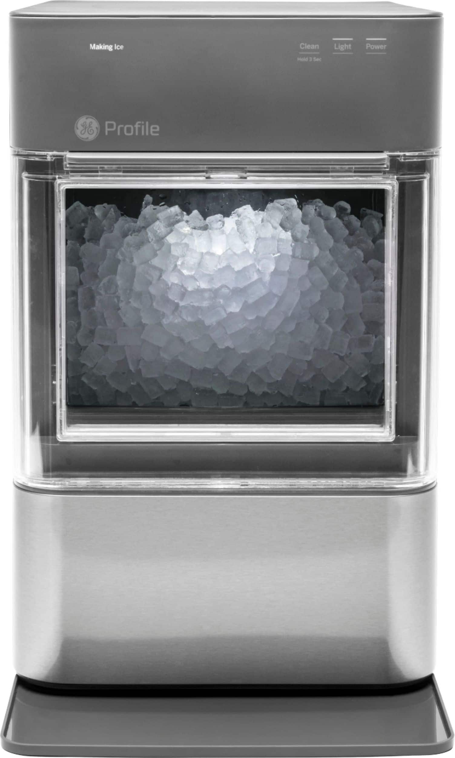 Front. GE Profile - Opal 2.0 38 lb. Portable Ice maker with Nugget Ice Production and Built-In WiFi - Stainless Steel.