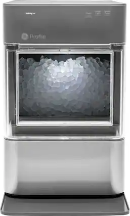 Front. GE Profile - Opal 2.0 38 lb. Portable Ice maker with Nugget Ice Production and Built-In WiFi - Stainless Steel.