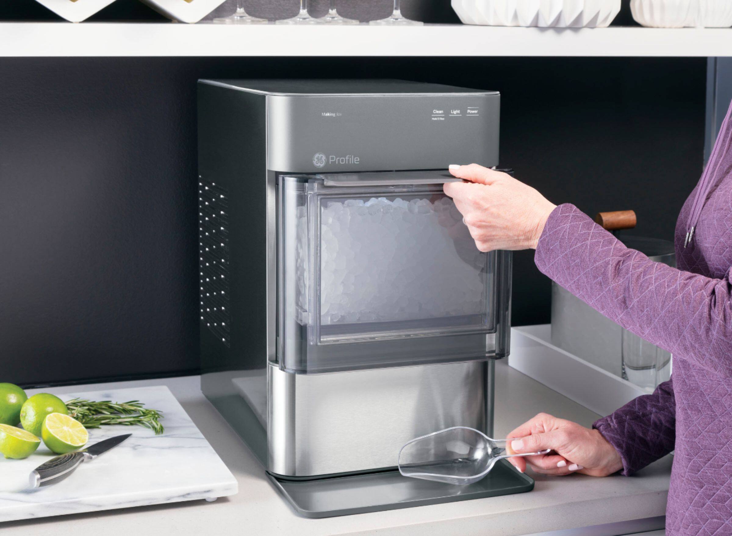 Alt View 14. GE Profile - Opal 2.0 38 lb. Portable Ice maker with Nugget Ice Production and Built-In WiFi - Stainless Steel.