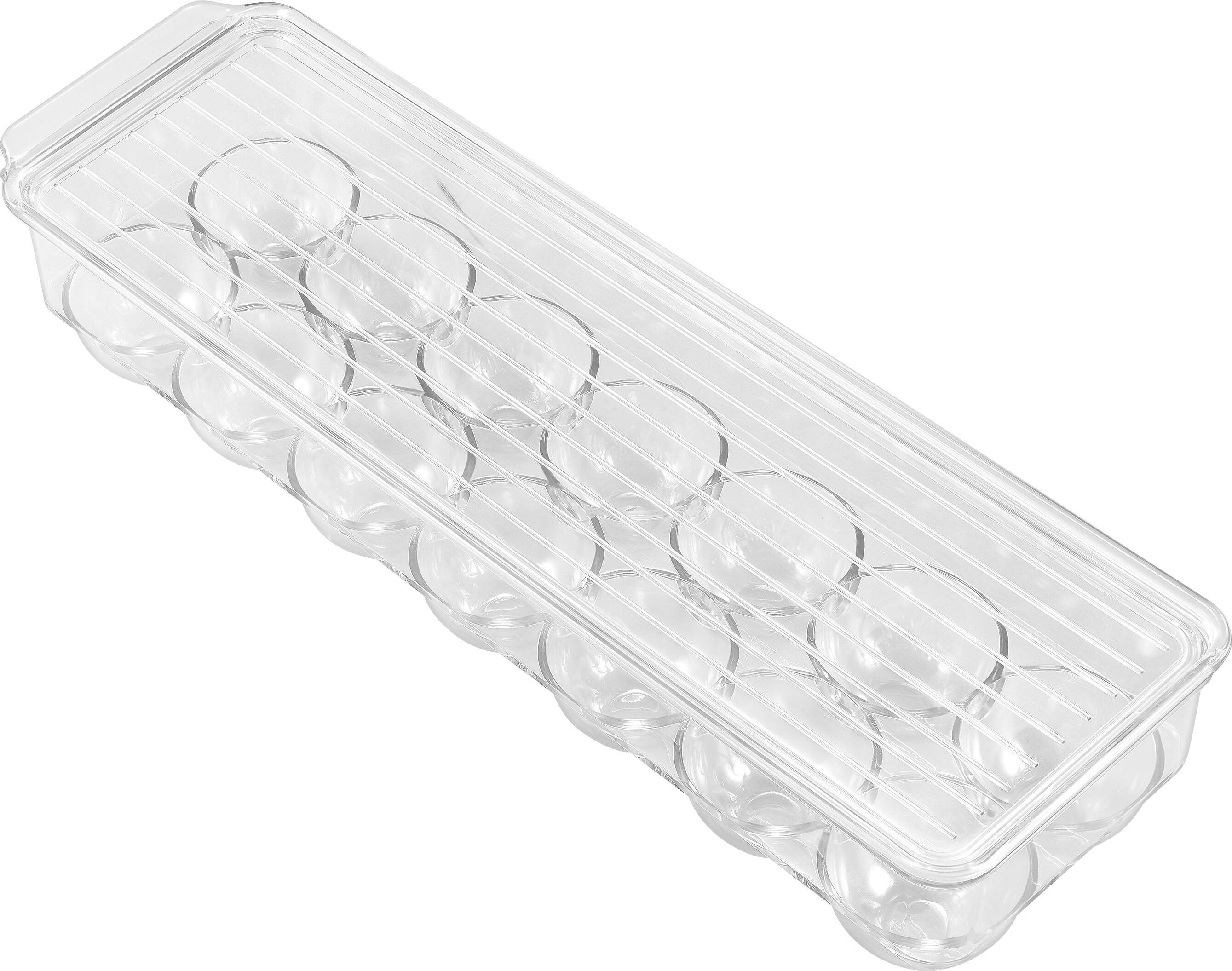 Angle View: Best Buy essentials™ - Universal Refrigerator Storage Tray for Eggs - Clear