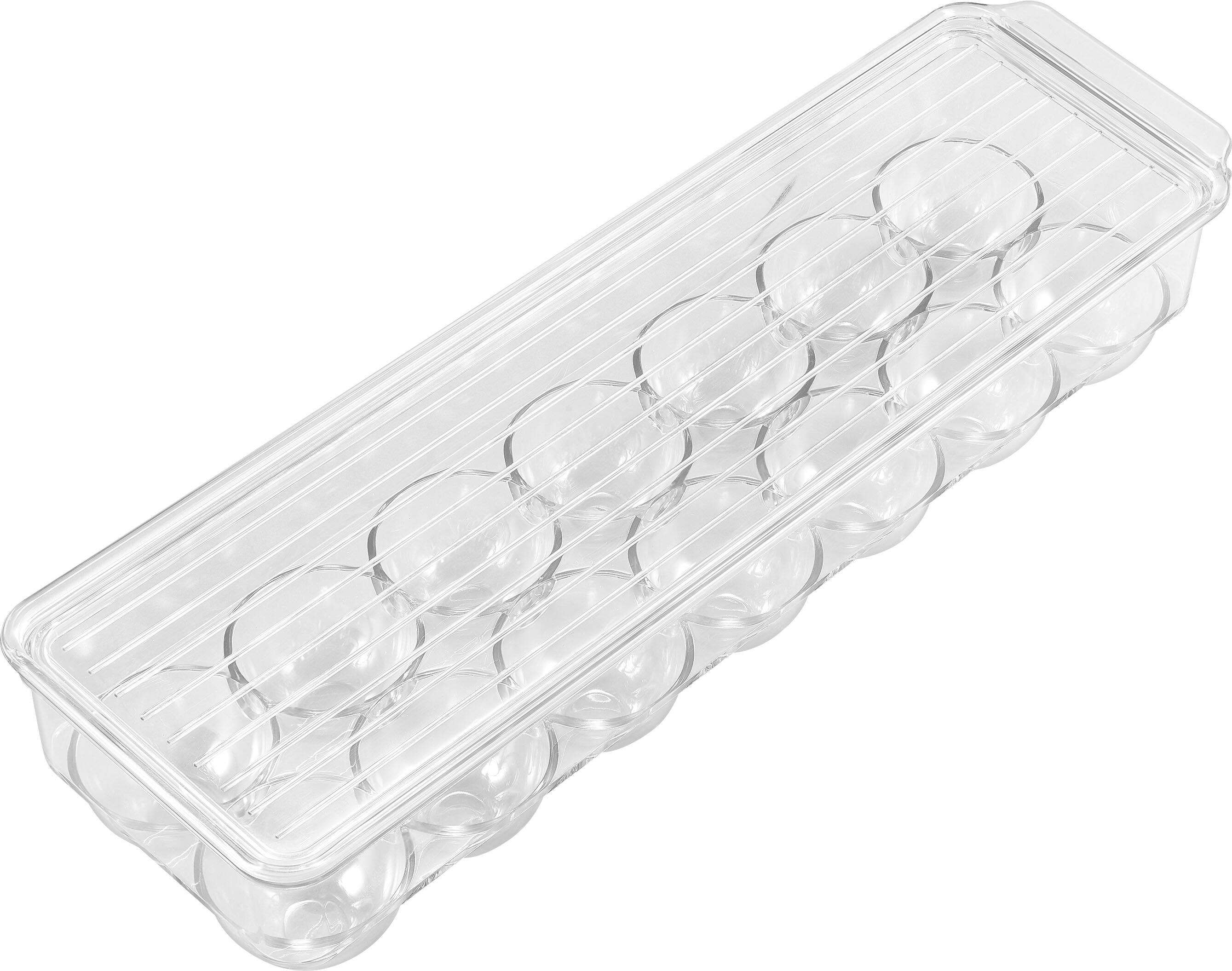 Left View: Best Buy essentials™ - Universal Refrigerator Storage Tray for Eggs - Clear