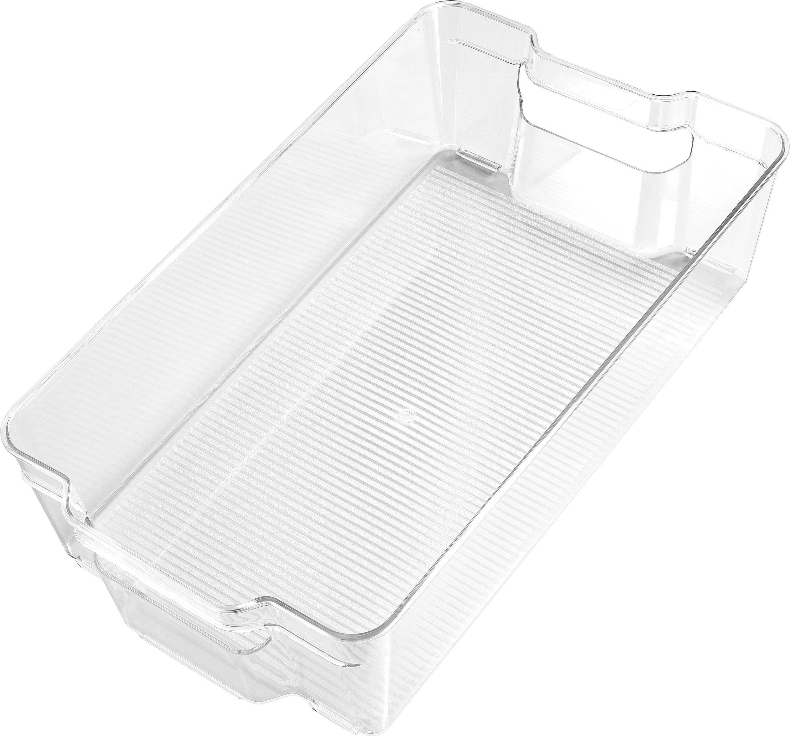 Left View: Best Buy essentials™ - Universal Large Refrigerator Storage Tray - Clear