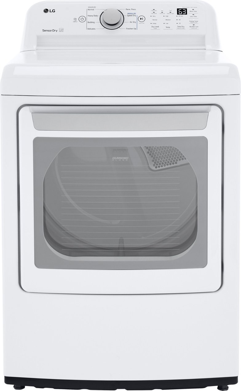 Zoom in on Front Zoom. LG - 7.3 Cu Ft Electric Dryer with Sensor Dry - White.