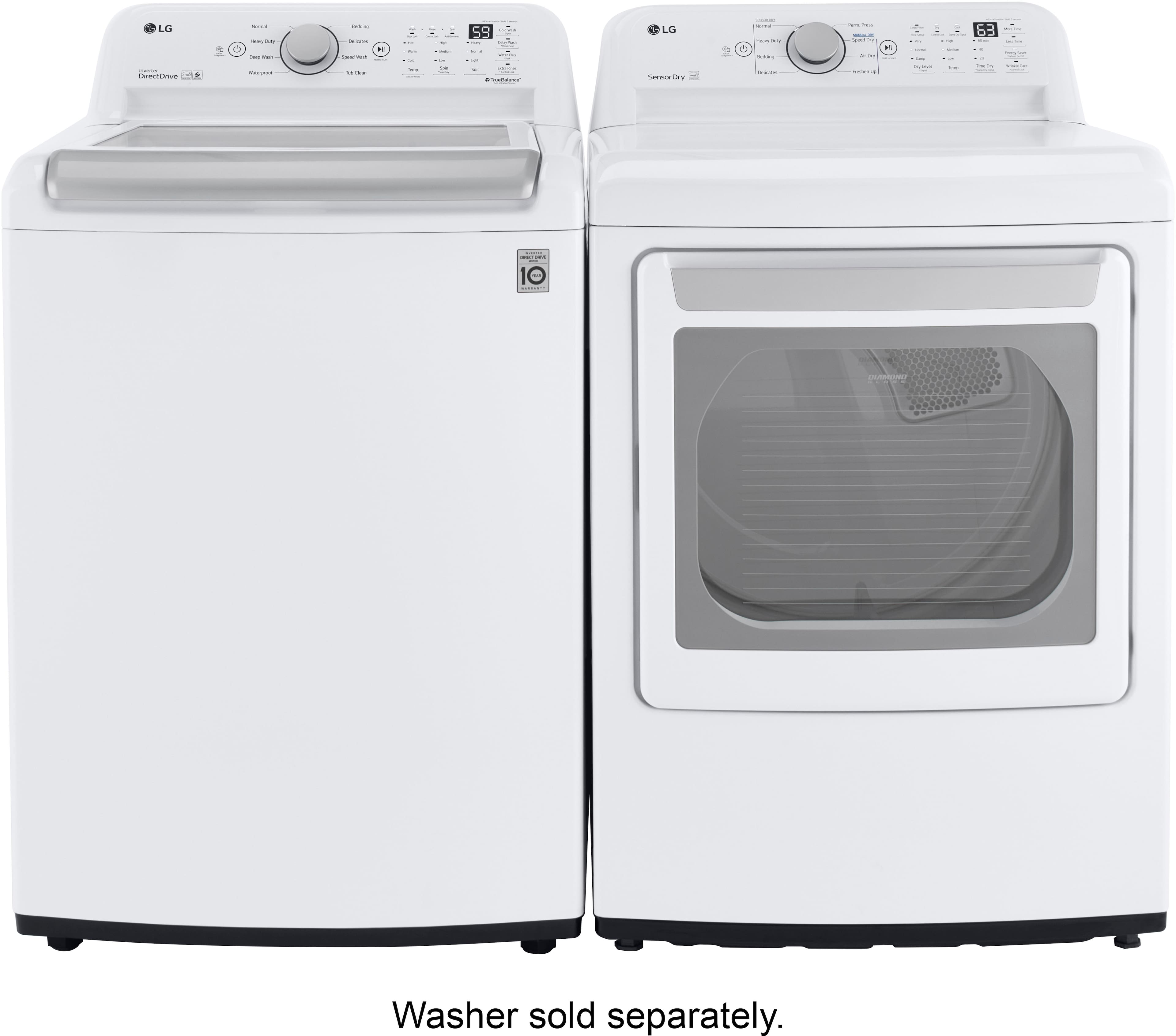 Alt View 16. LG - 7.3 Cu. Ft. Electric Dryer with Sensor Dry - White.