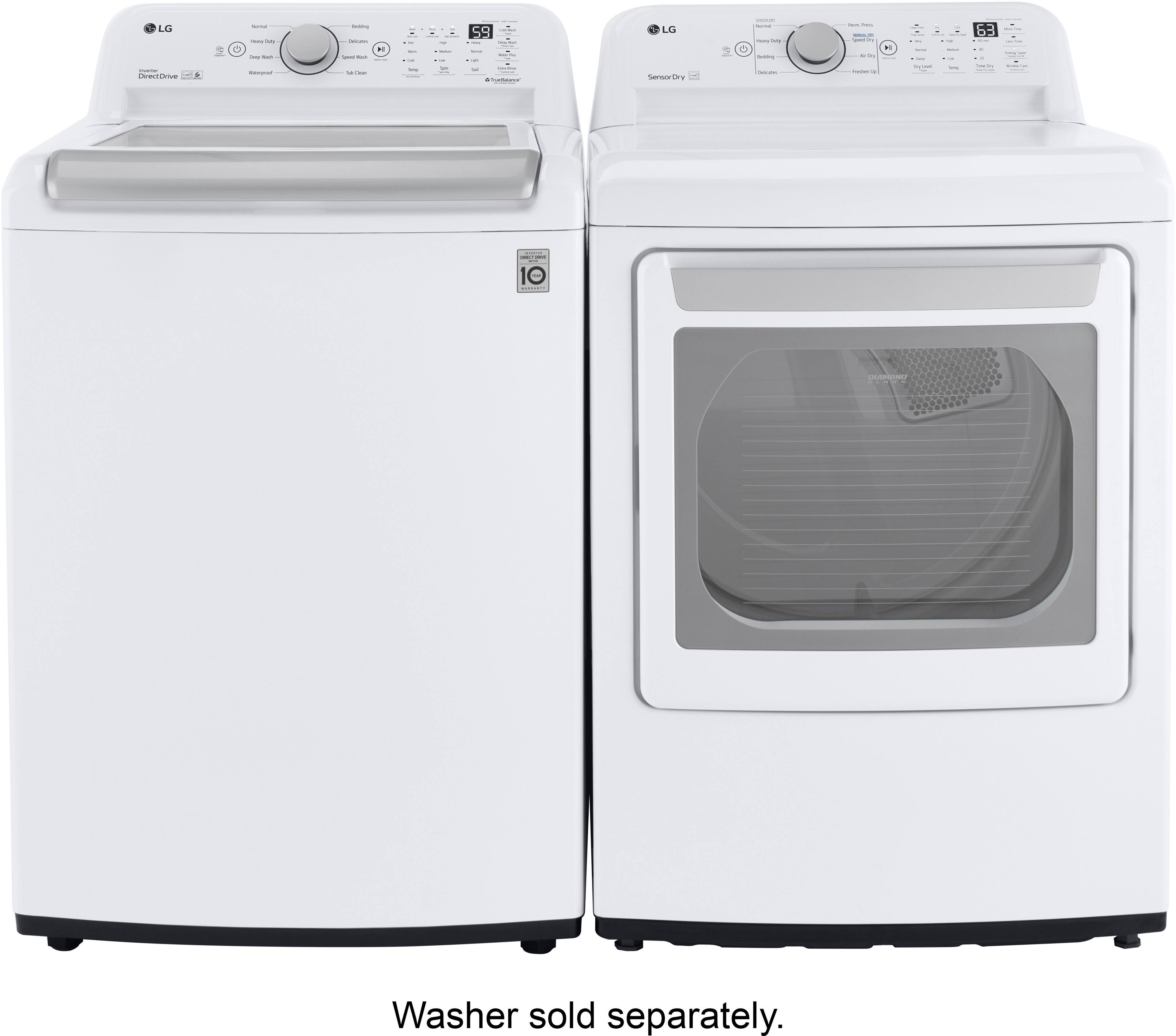 Alt View 16. LG - 7.3 Cu. Ft. Electric Dryer with Sensor Dry - White.