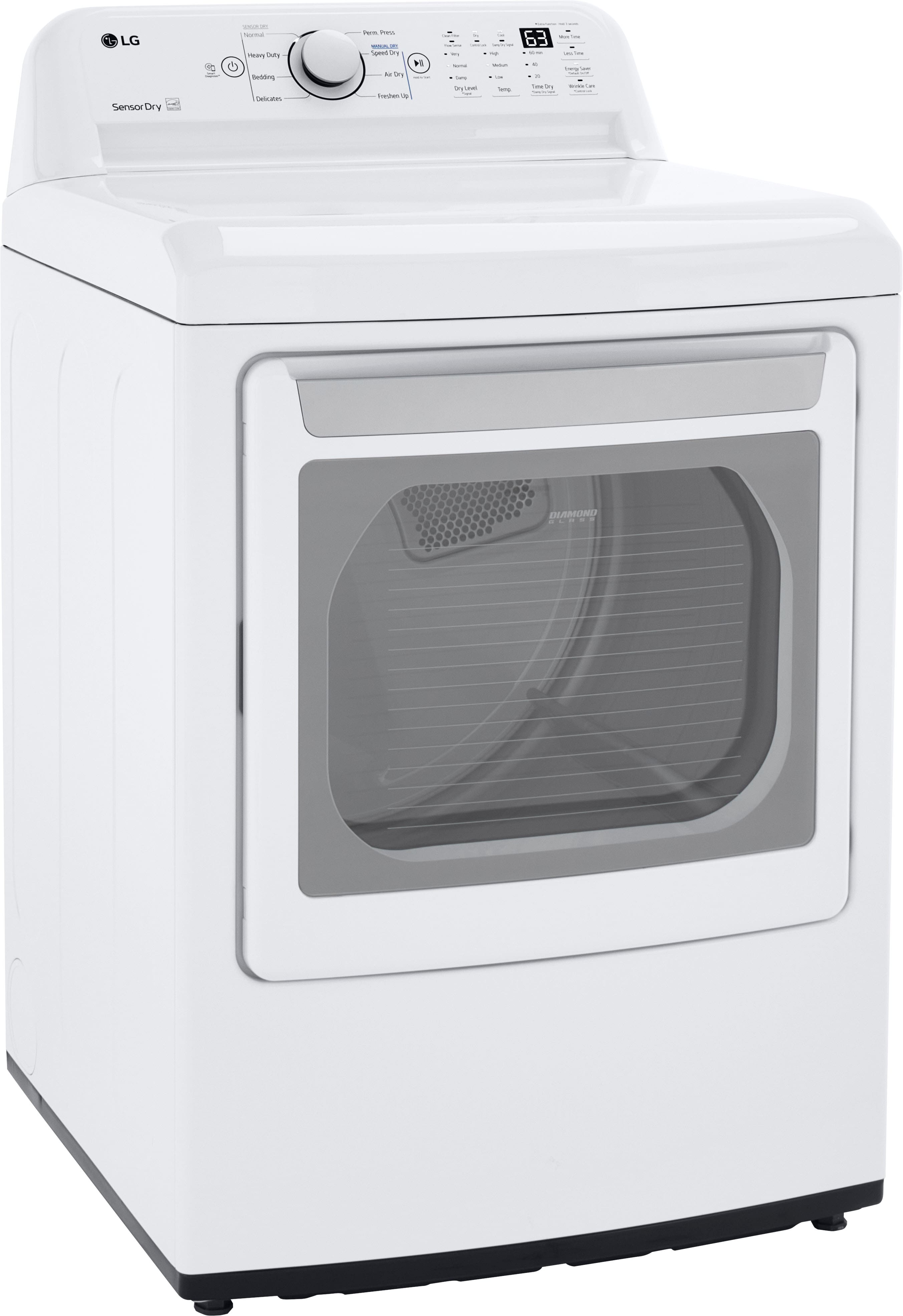 Alt View 2. LG - 7.3 Cu. Ft. Electric Dryer with Sensor Dry - White.