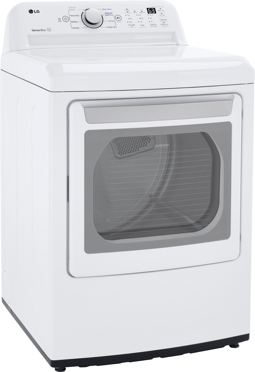 Zoom in on Left Zoom. LG - 7.3 Cu Ft Electric Dryer with Sensor Dry - White.