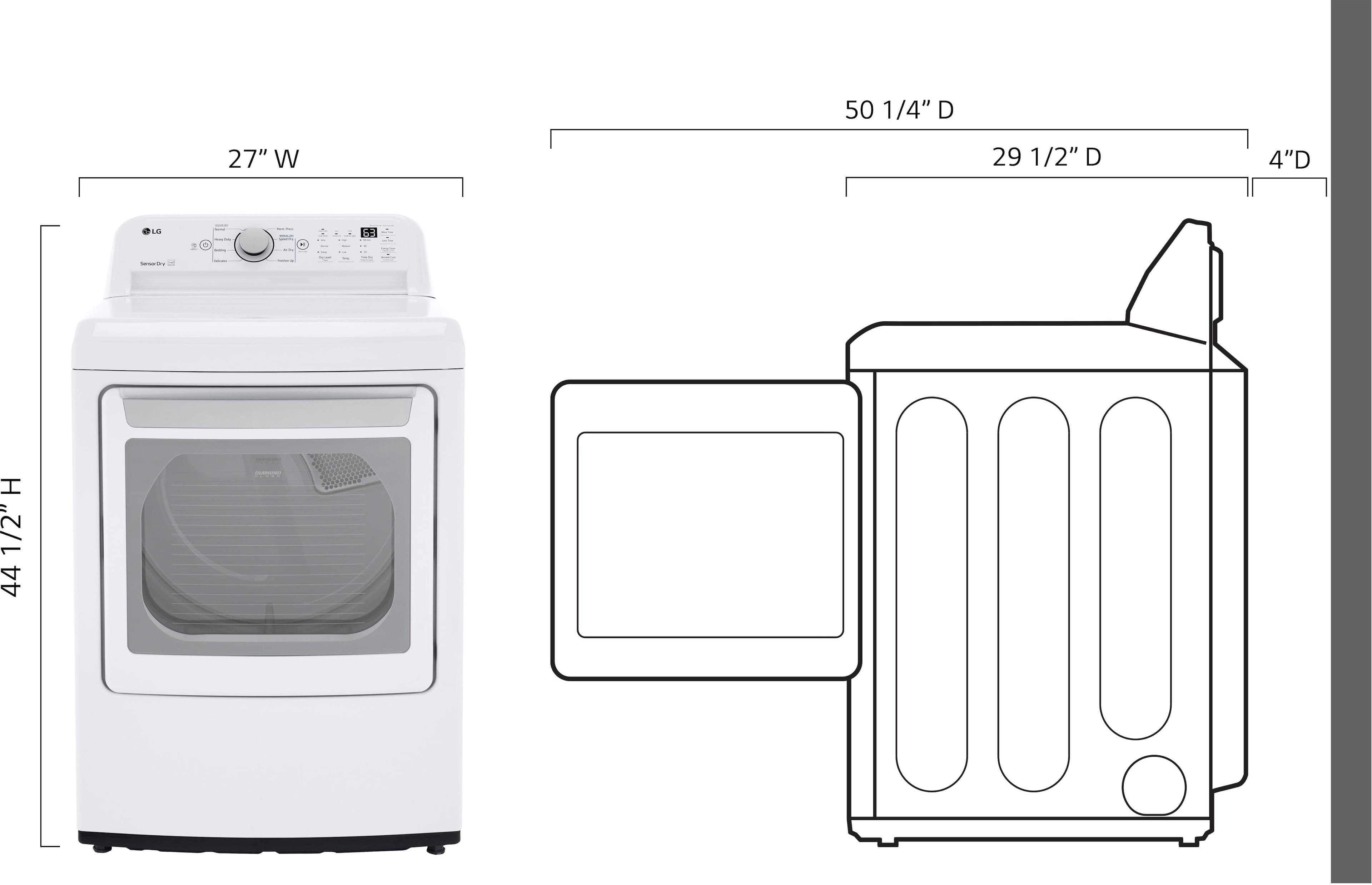 Left. LG - 7.3 Cu. Ft. Smart Gas Dryer with Sensor Dry - White.