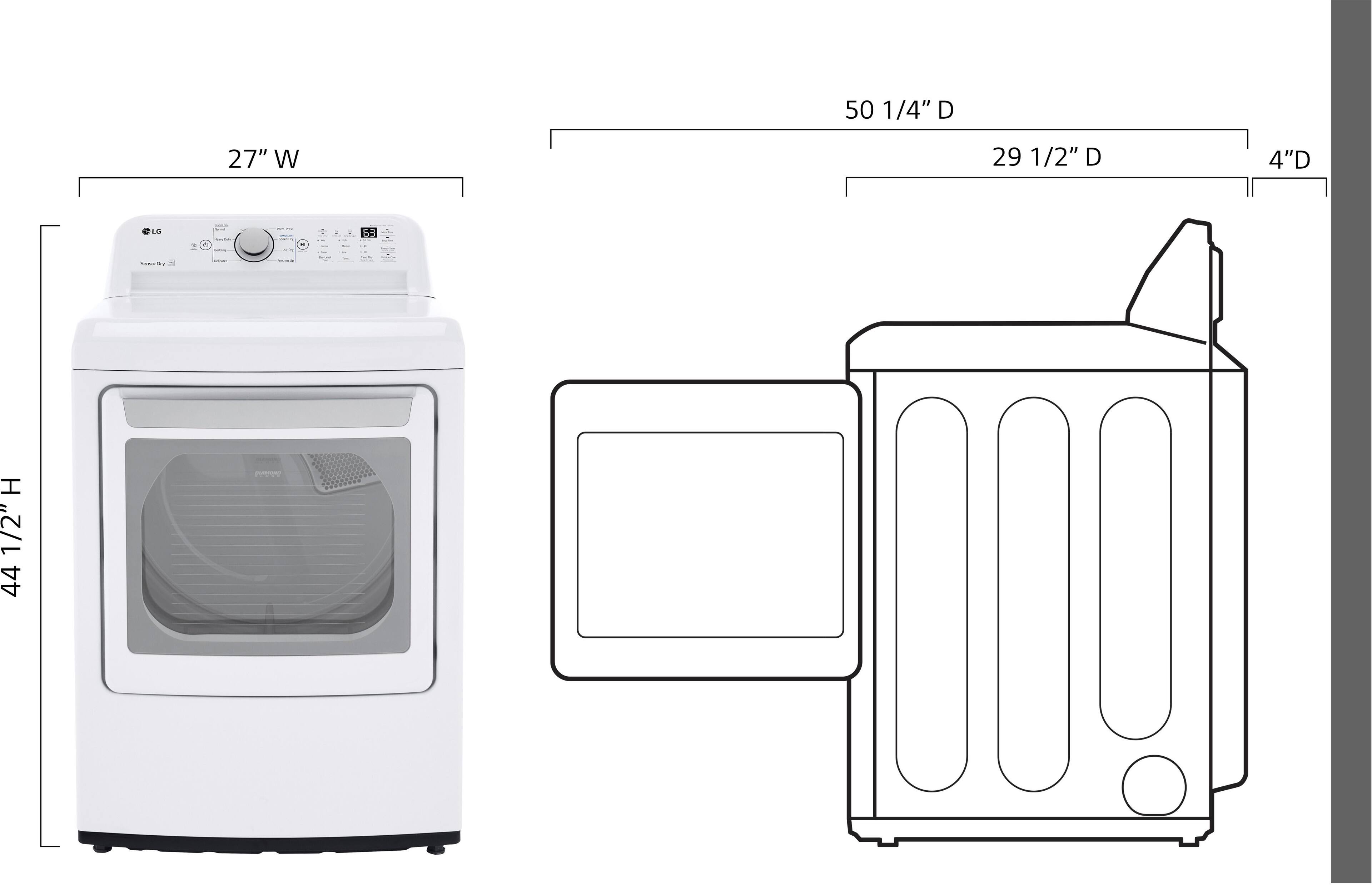 Left. LG - 7.3 Cu. Ft. Smart Gas Dryer with Sensor Dry - White.