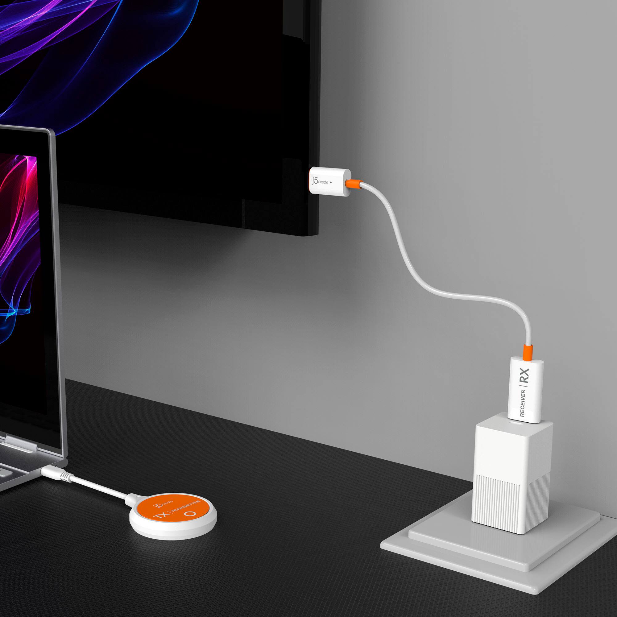Alt View 11. j5create - ScreenCast USB-C® Wireless Display HDMI™ Extender - White.