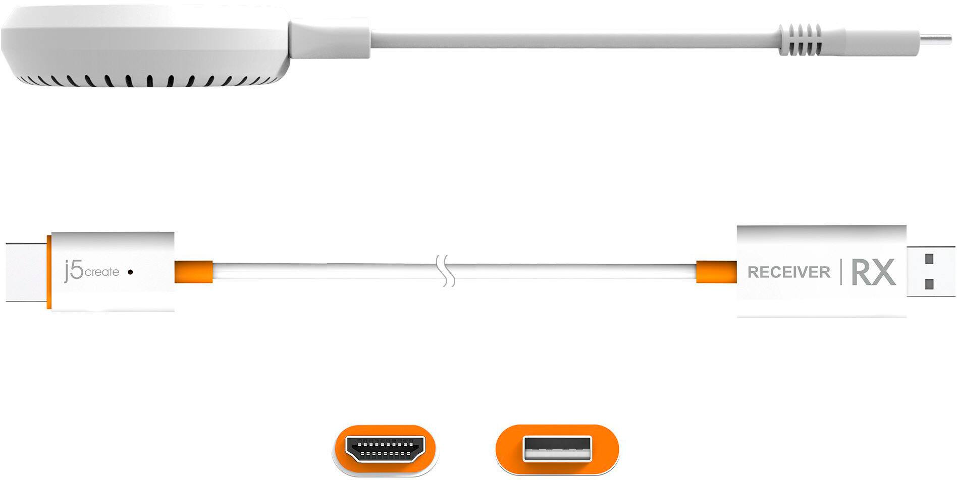 Left. j5create - ScreenCast USB-C® Wireless Display HDMI™ Extender - White.