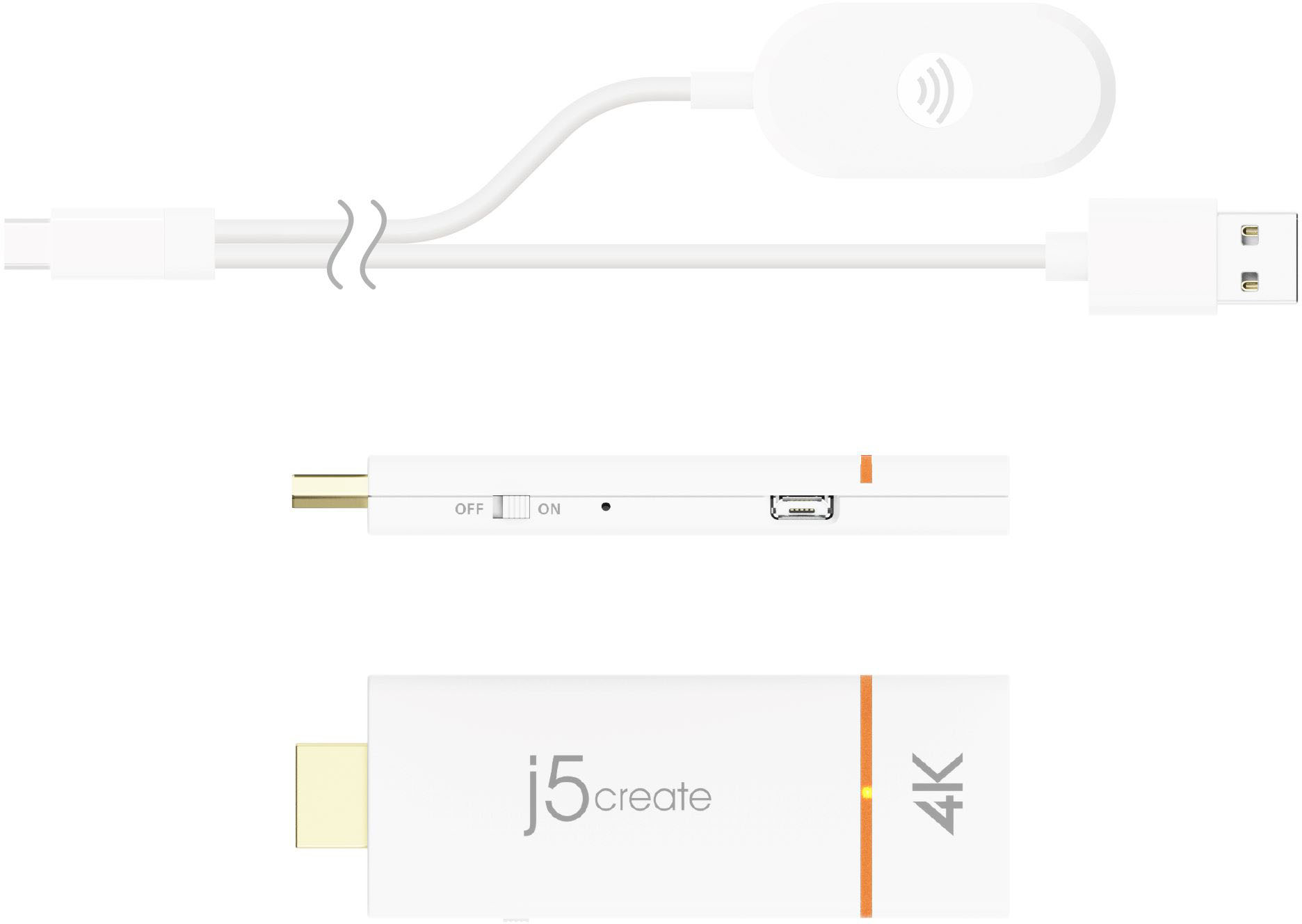 Angle View: j5create - ScreenCast 4K Wireless Display Adapter - White