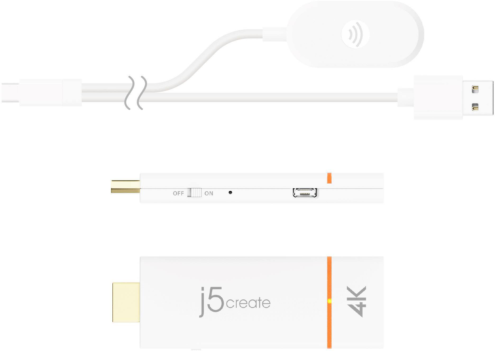 Angle. j5create - ScreenCast 4K Wireless Display Adapter - White.