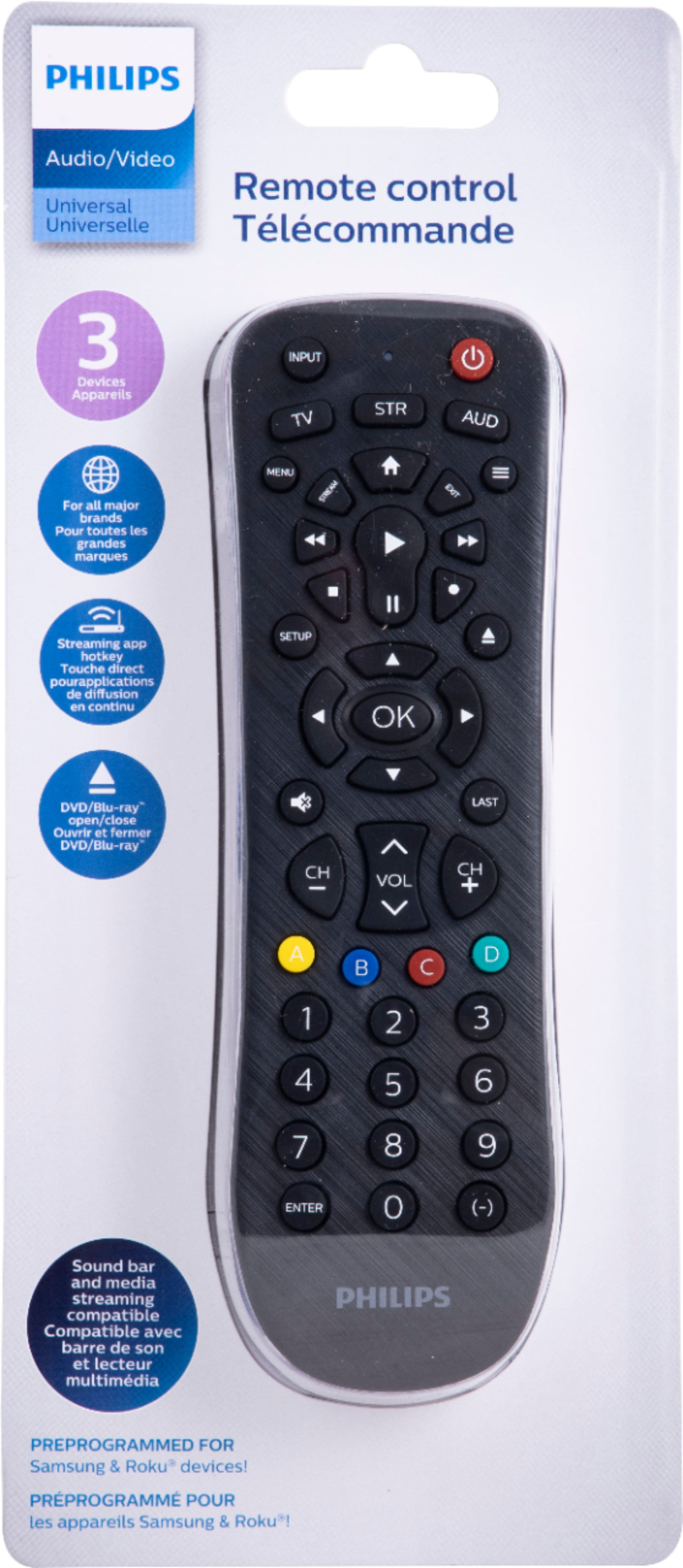 Alt View 14. Philips - 3 Device Universal Remote - Black.