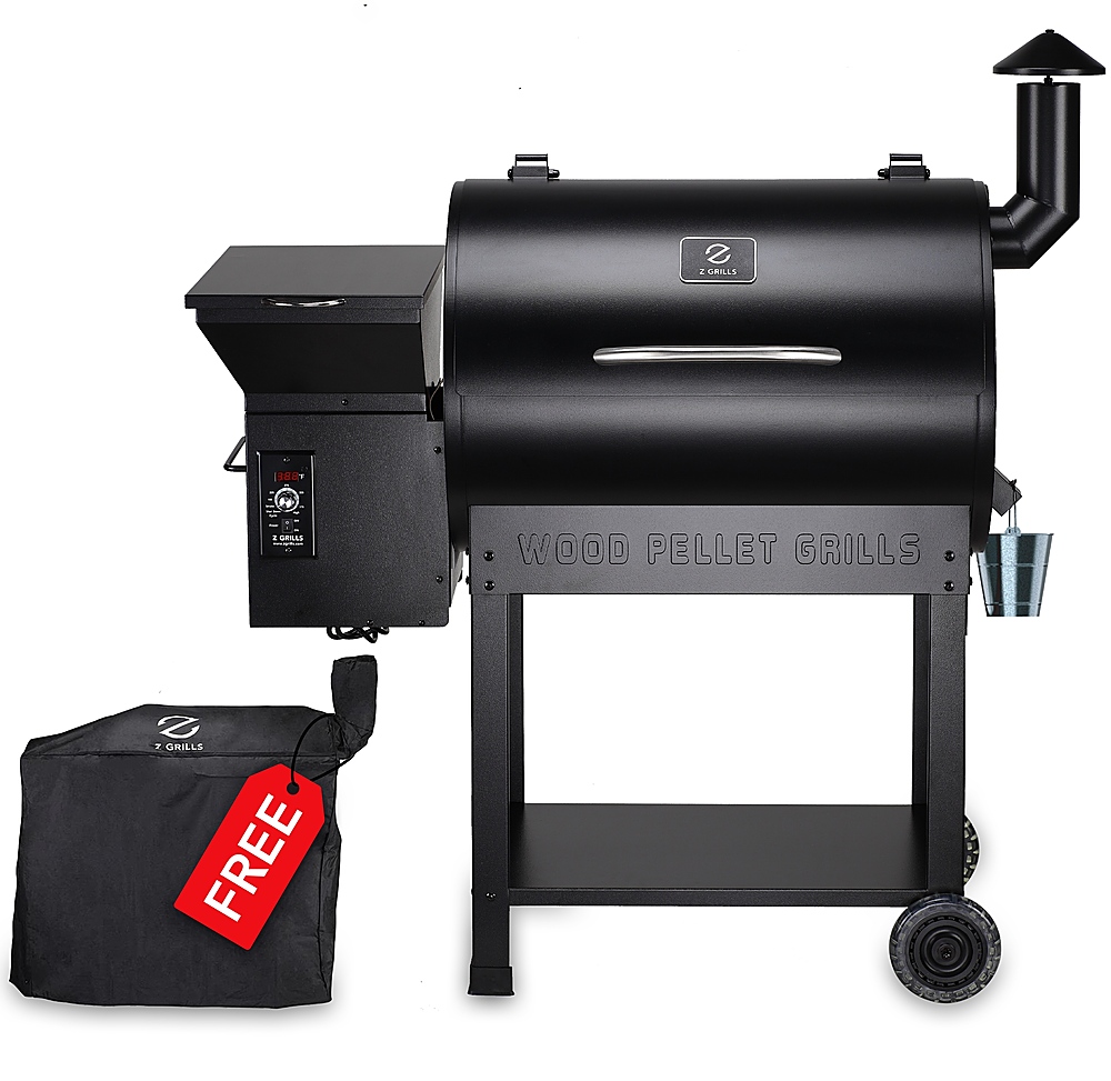 Angle View: Z GRILLS - 7002B Wood Pellet Grill and Smoker - Black