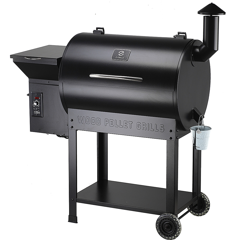 Left View: Z GRILLS - 7002B Wood Pellet Grill and Smoker - Black