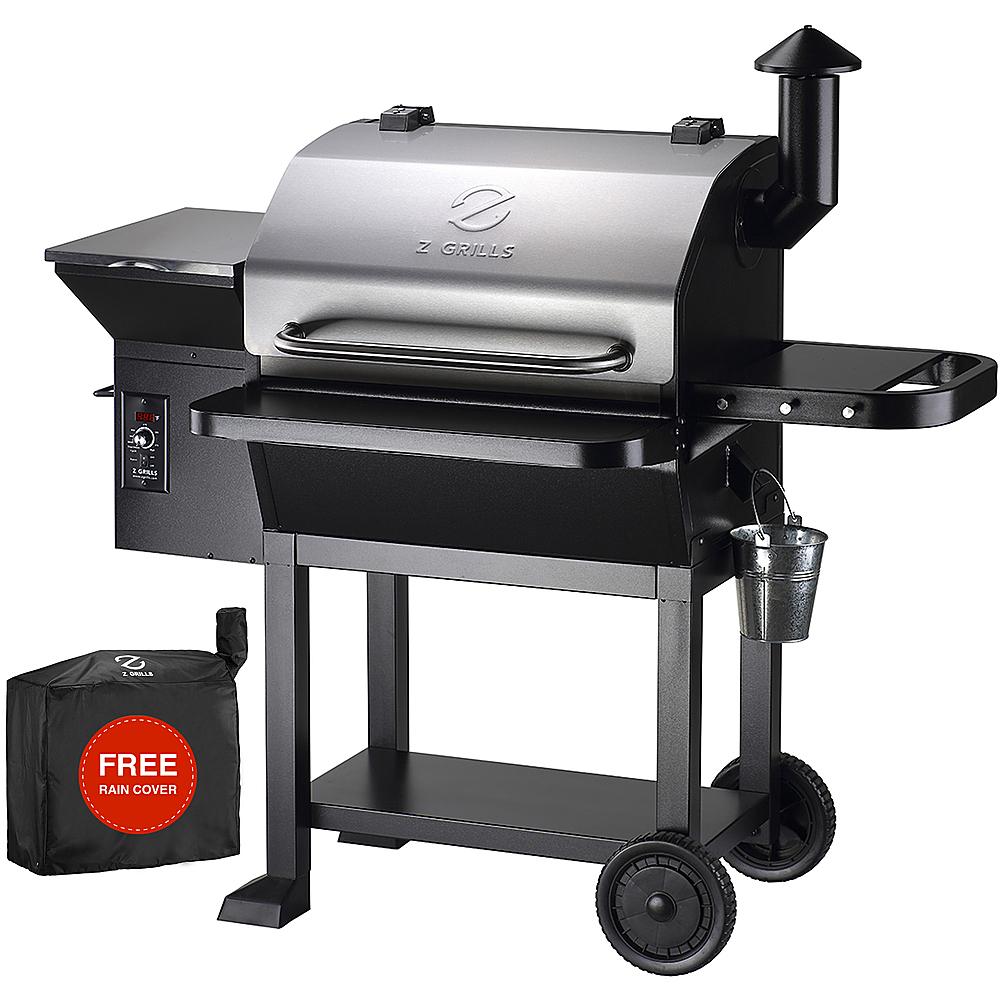 Angle View: Z GRILLS - Wood Pellet Grill and Smoker 1060 sq. in. - Stainless Steel