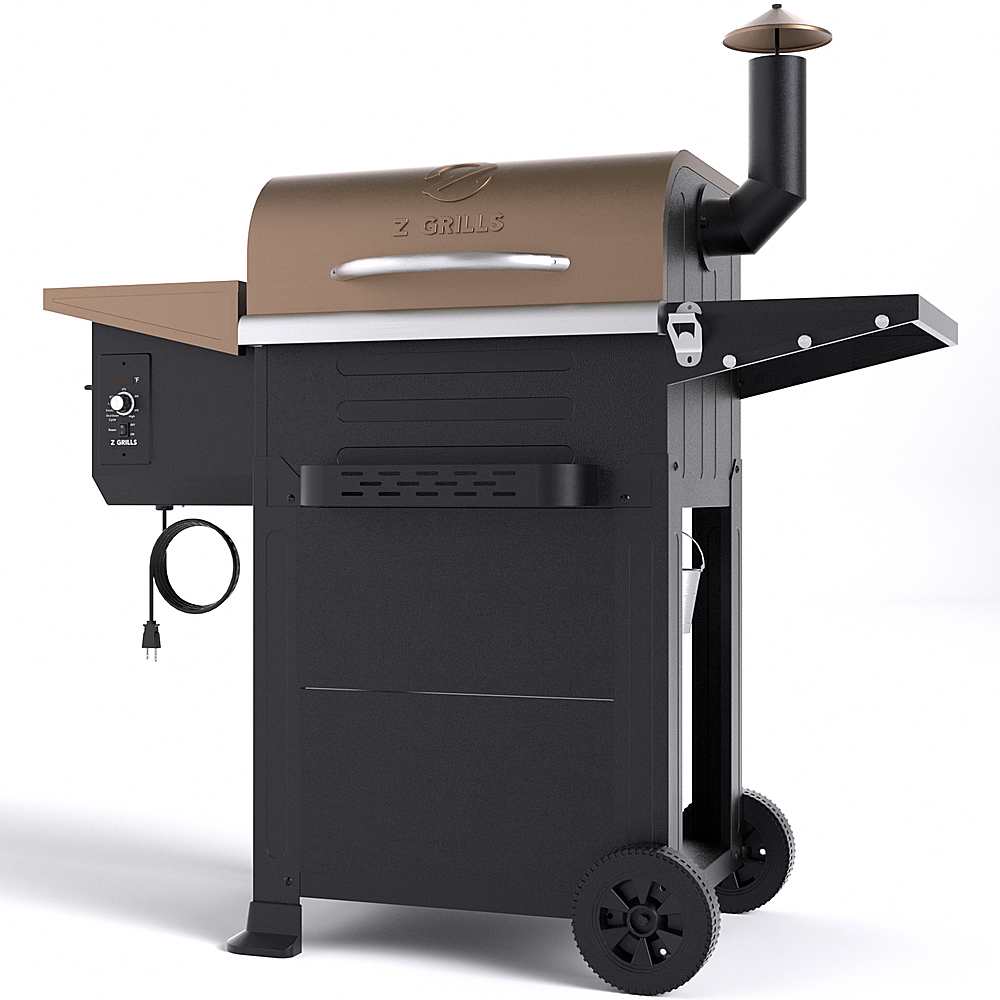 Angle View: Z GRILLS - 6002B Wood Pellet Grill and Smoker - Bronze