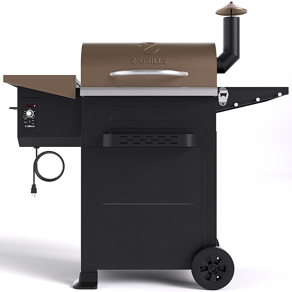 Left View: Z GRILLS - 6002B Wood Pellet Grill and Smoker - Bronze