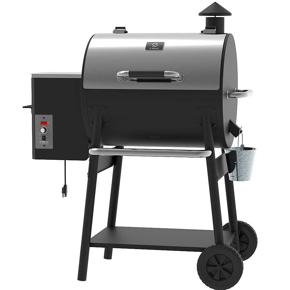 Left View: Z Grills - Wood Pellet Grill and Smoker 590 sq. in. - Black