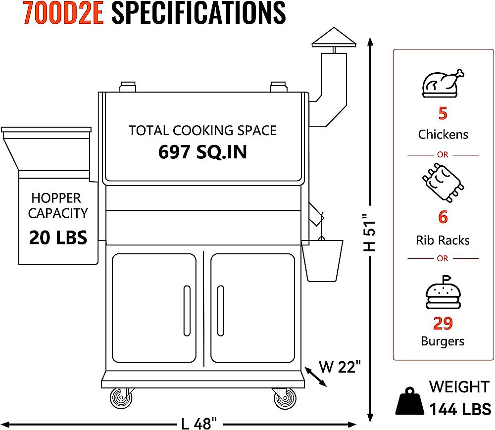 Z Grills 700D2E Electric Pellet Grill Smoker in Silver and Black