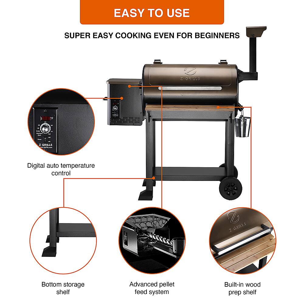 Z Grills 550c Wood Pellet Grill And Smoker 573 Sq In Bronze Zpg 550c Best Buy