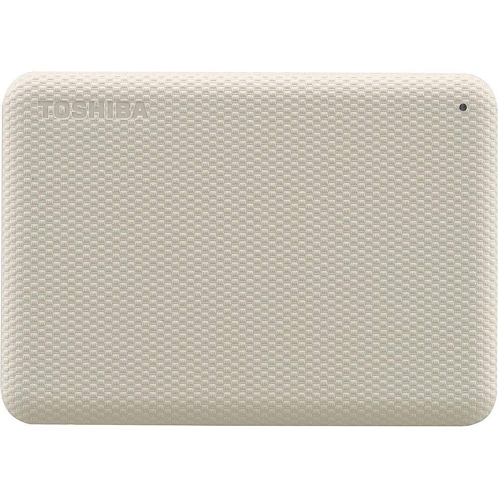 Front. Toshiba - Canvio Advance 1TB  External USB 3.0 Portable Hard Drive - White.