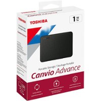 Toshiba - Canvio Advance 1TB External USB 3.0 Portable Hard Drive - Black - Front_Zoom