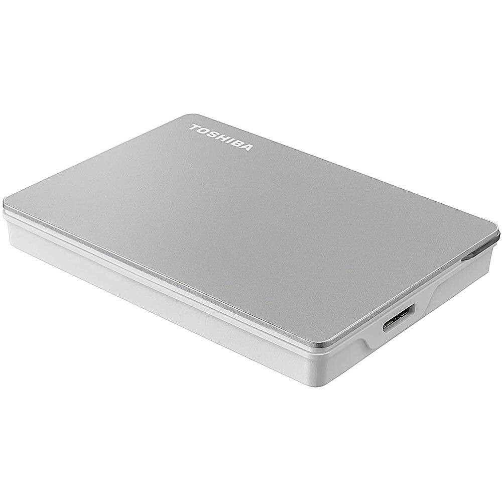 Front. Toshiba - Canvio Flex 1TB External USB 3.0 Portable Hard Drive - Silver.