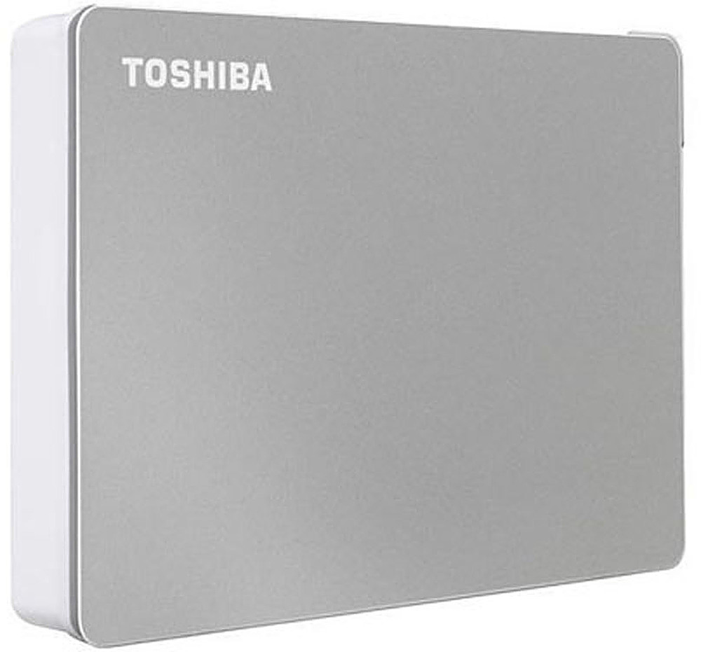 Left View: Toshiba - Canvio Flex 1TB External USB 3.0 Portable Hard Drive - Silver