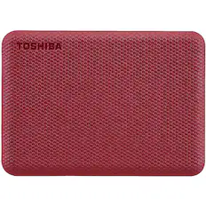 Front. Toshiba - Canvio Advance 1TB External USB 3.0 Portable Hard Drive - Red.