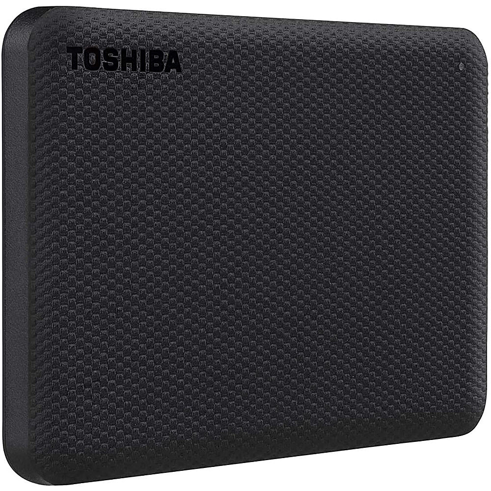 Left View: Toshiba - Canvio Advance 2TB External USB 3.0 Portable Hard Drive - Black