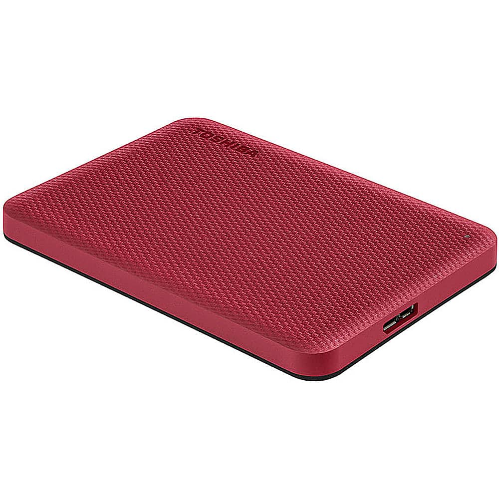 Angle View: Toshiba - Canvio Advance 2TB External USB 3.0 Portable Hard Drive - Red