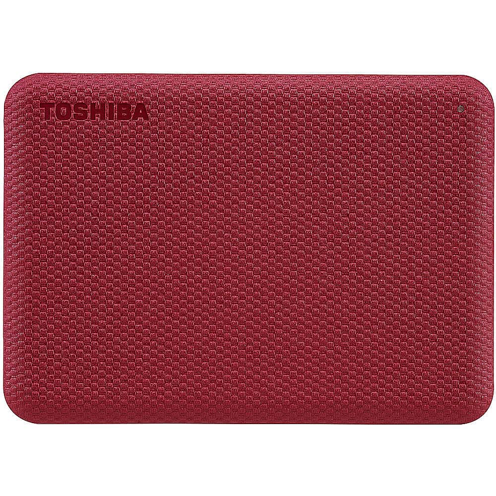 Front. Toshiba - Canvio Advance 2TB External USB 3.0 Portable Hard Drive - Red.