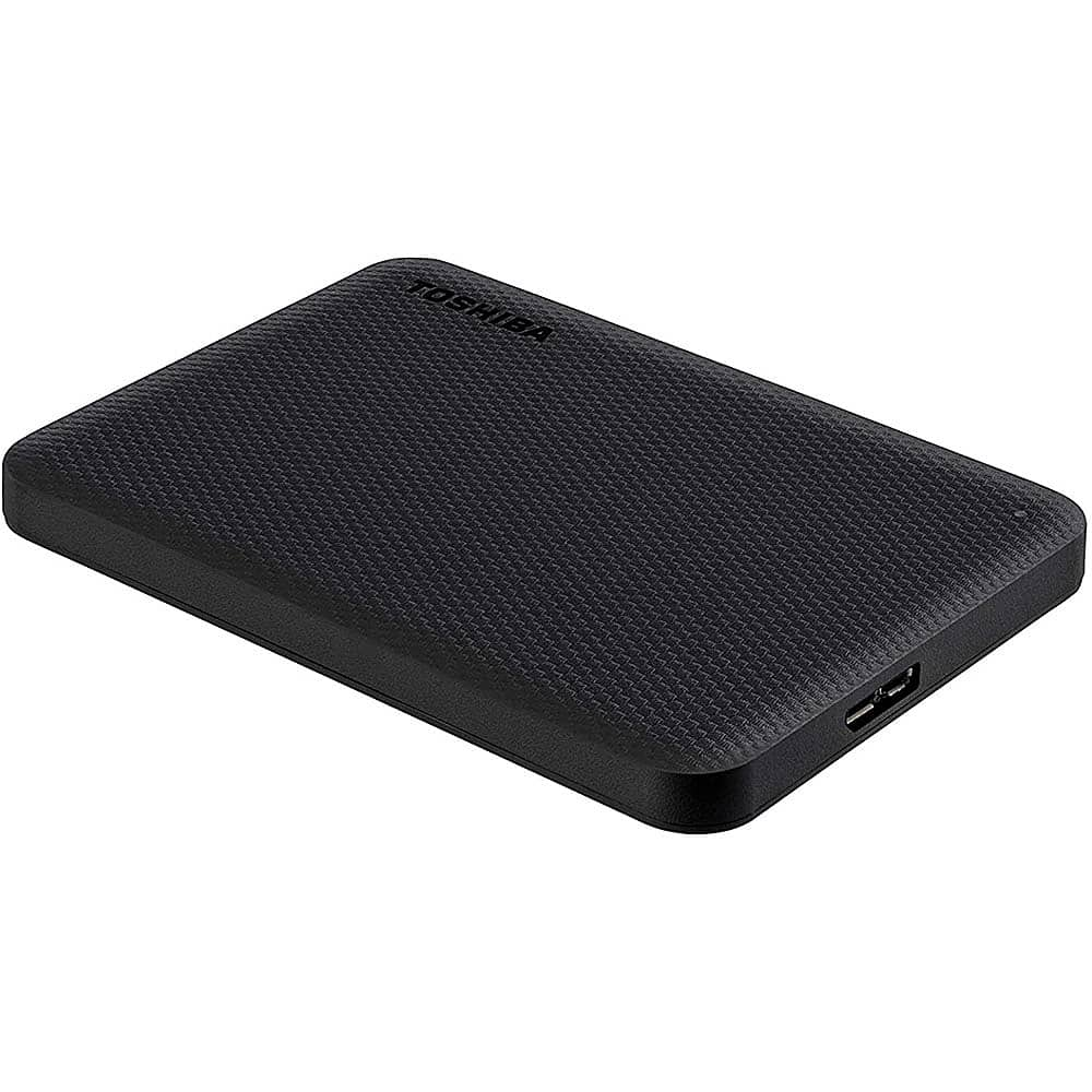 Left View: Toshiba - Canvio Advance 2TB External USB 3.0 Portable Hard Drive - Red