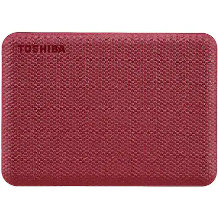 Front. Toshiba - Canvio Advance 4TB External USB 3.0 Portable Hard Drive - Red.