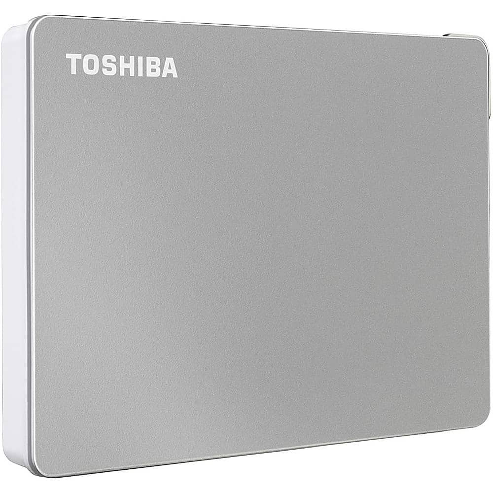 Front. Toshiba - Canvio Flex 2TB External USB 3.0 Portable Hard Drive - Silver.