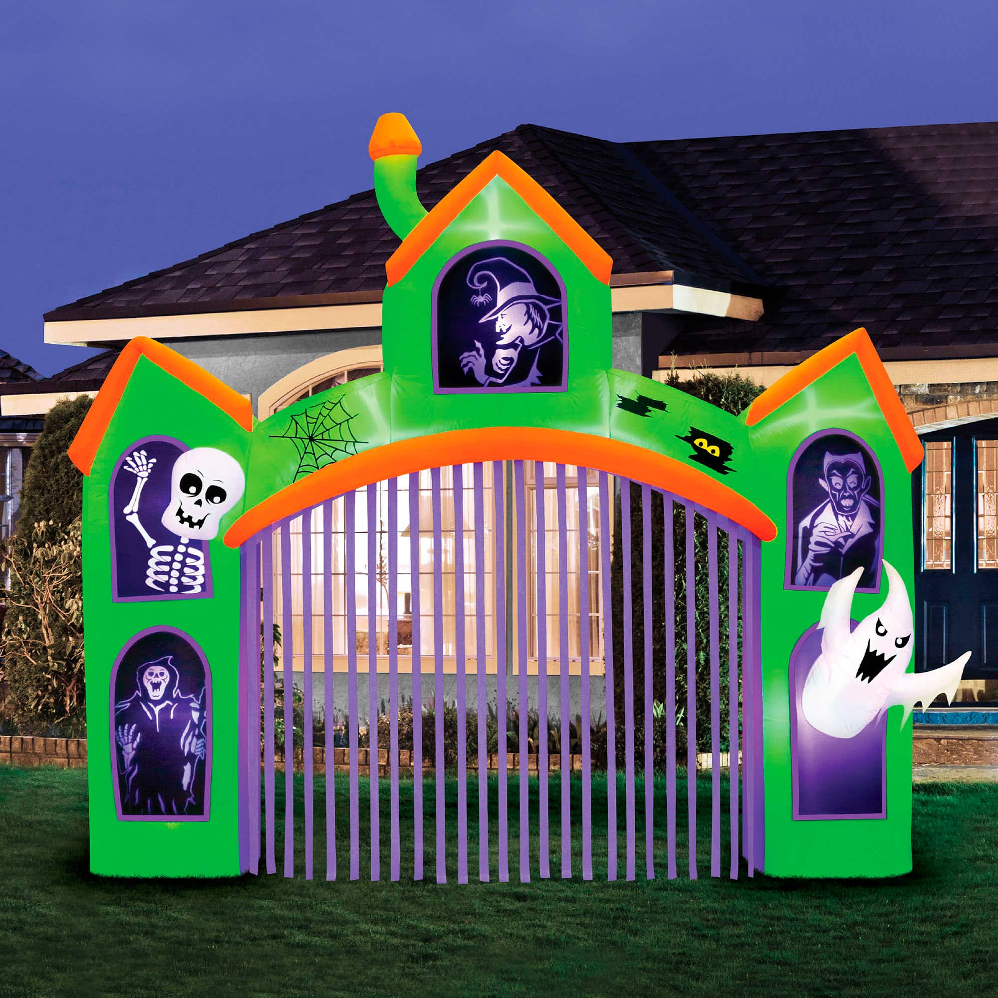 Zoom in on Alt View Zoom 11. Occasions 12' Wide Inflatable Haunted House Archway with Flashing Lights.