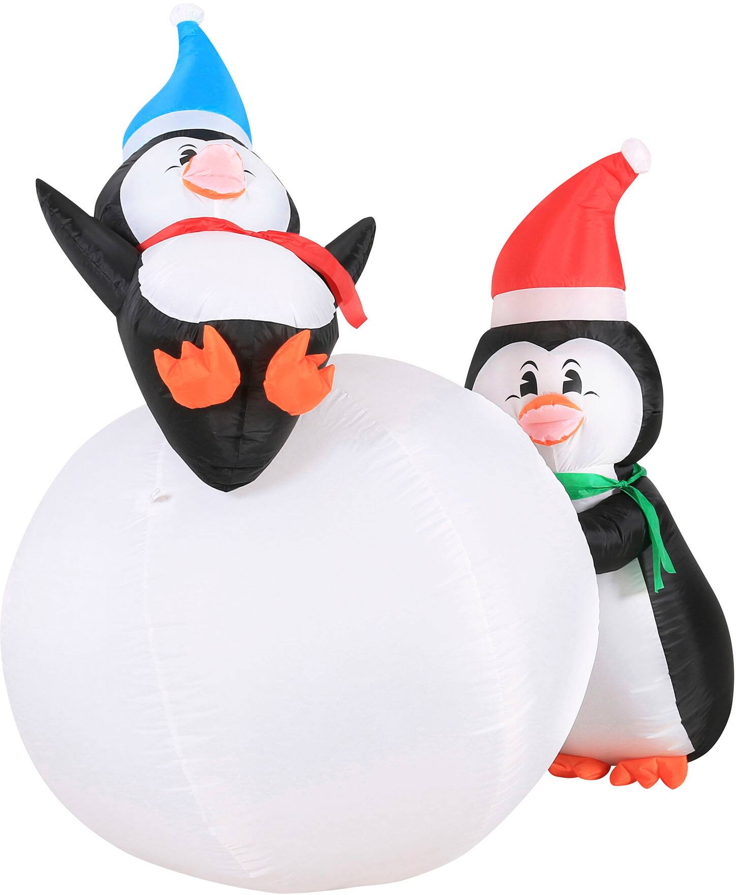 Alt View 11. Occasions - 6' Long Penguins with Swirling Lights Snowball Inflatable.