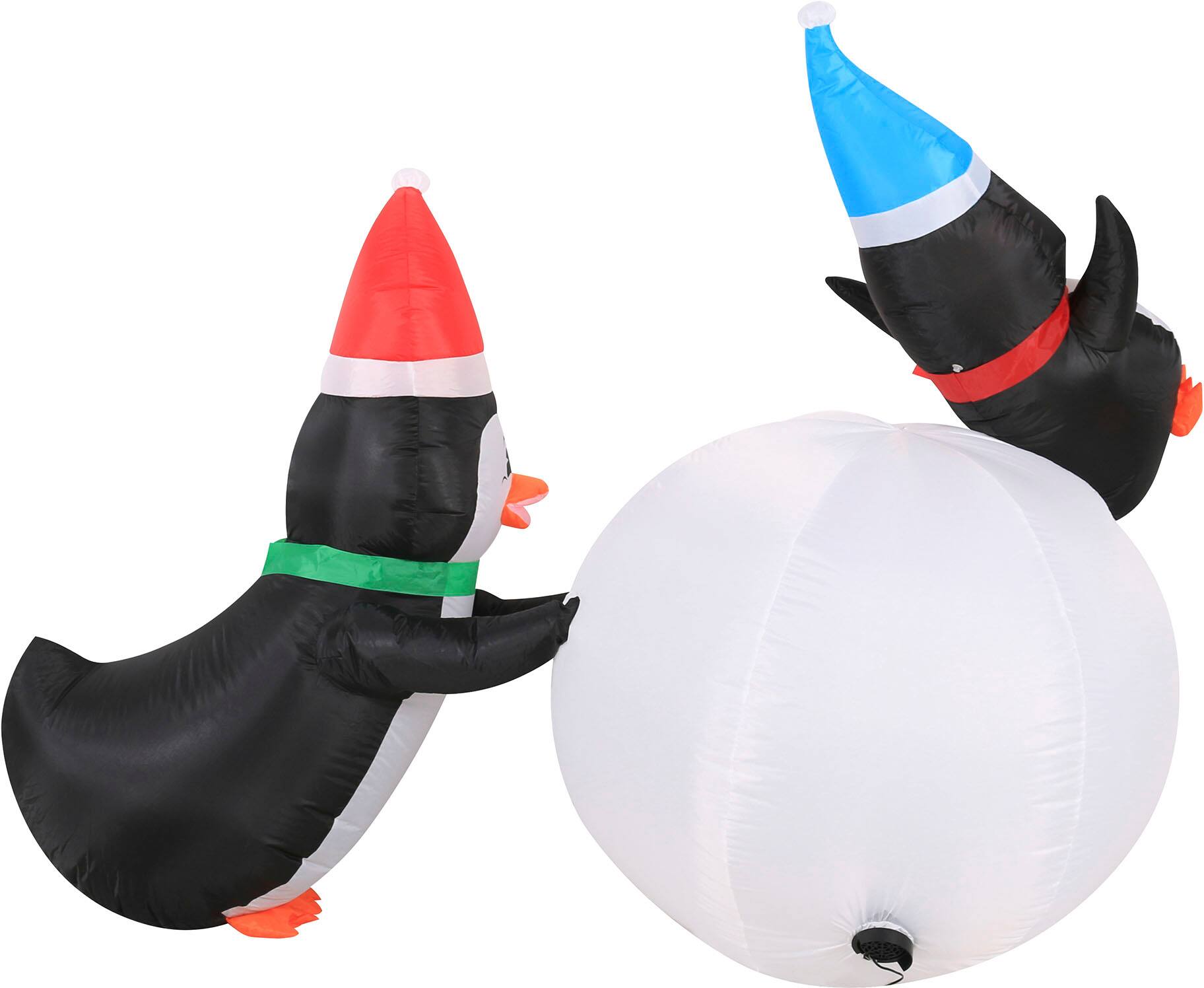 Alt View 12. Occasions - 6' Long Penguins with Swirling Lights Snowball Inflatable.