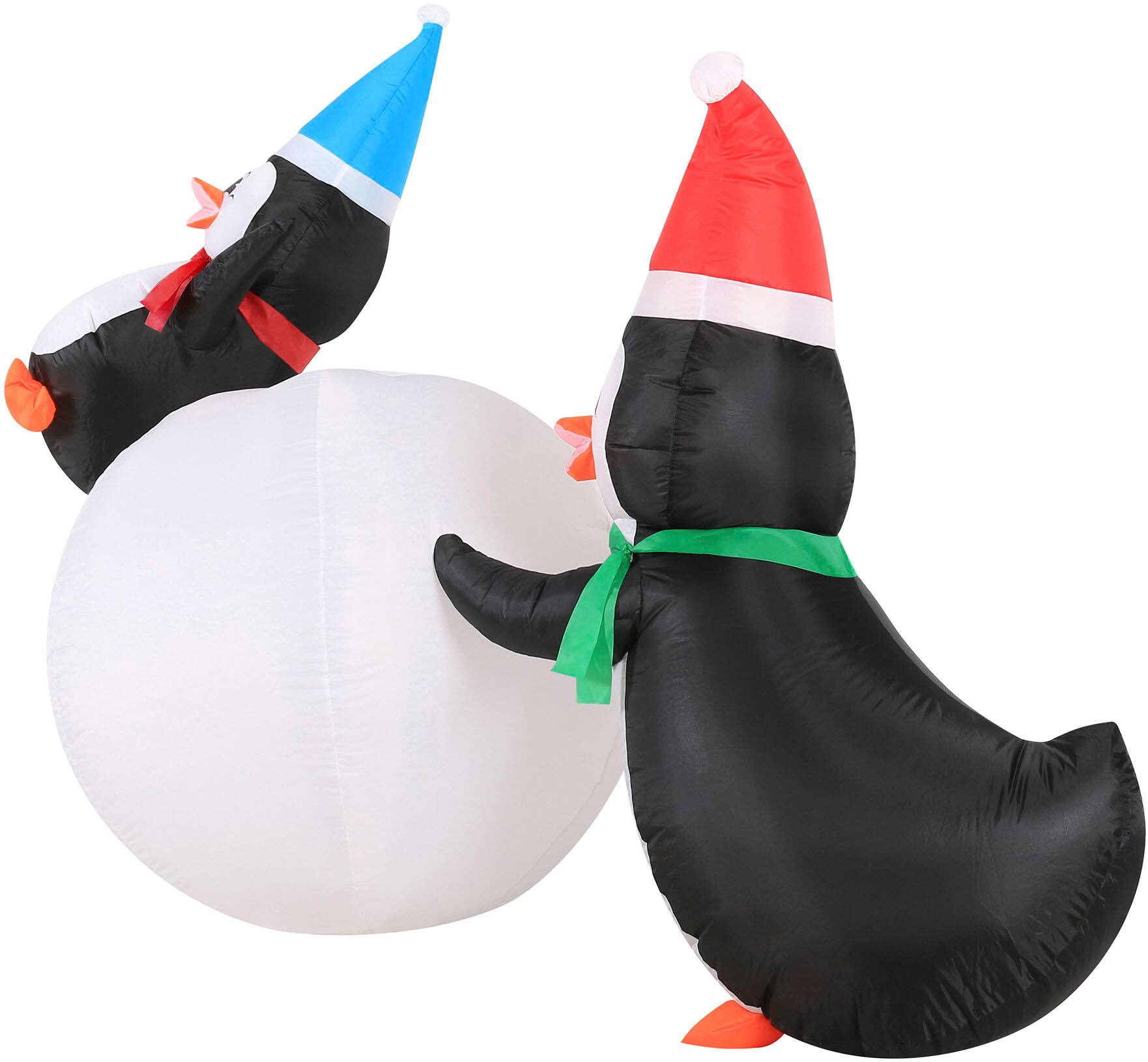 Alt View 13. Occasions - 6' Long Penguins with Swirling Lights Snowball Inflatable.
