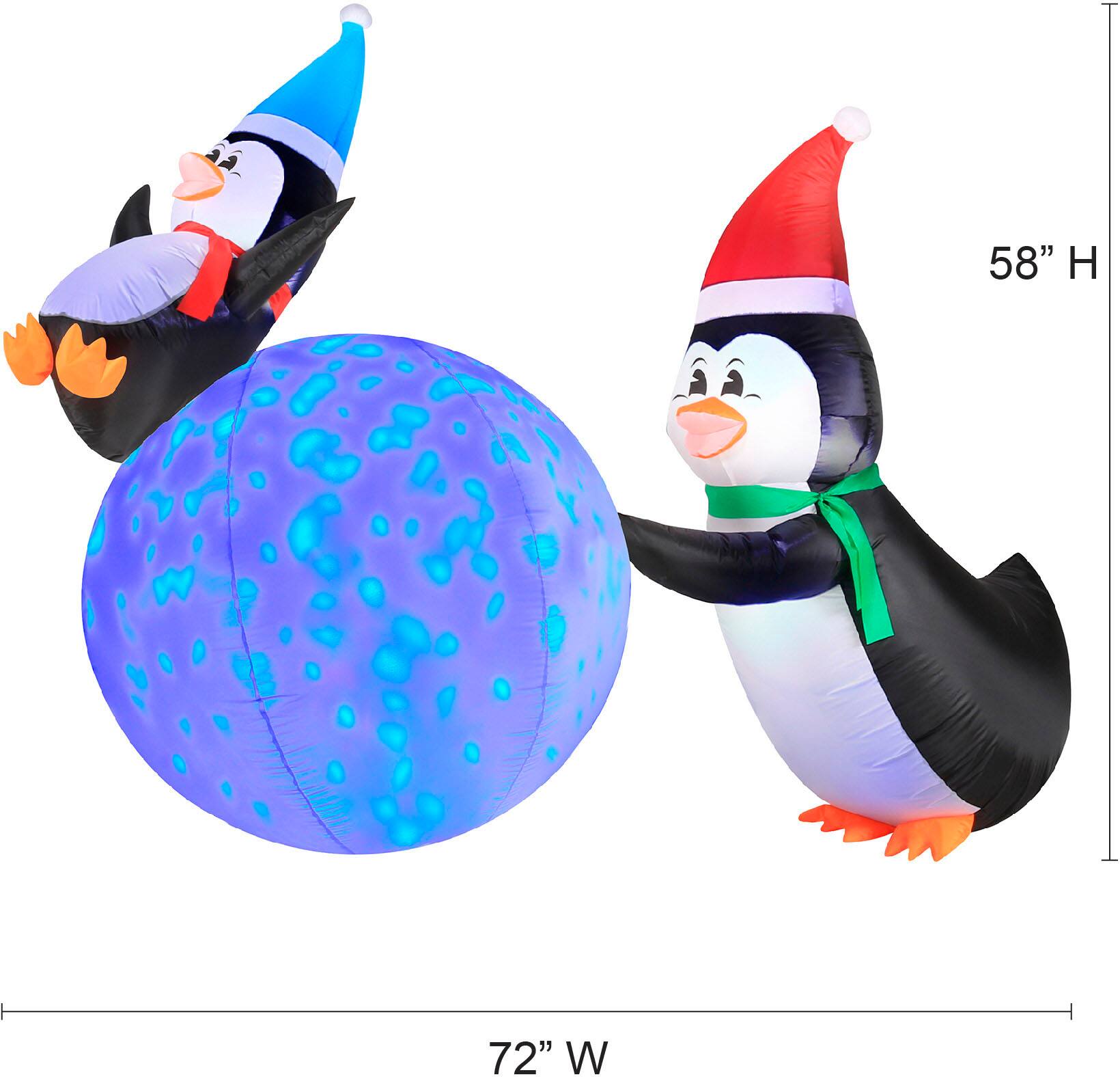 Alt View 15. Occasions - 6' Long Penguins with Swirling Lights Snowball Inflatable.
