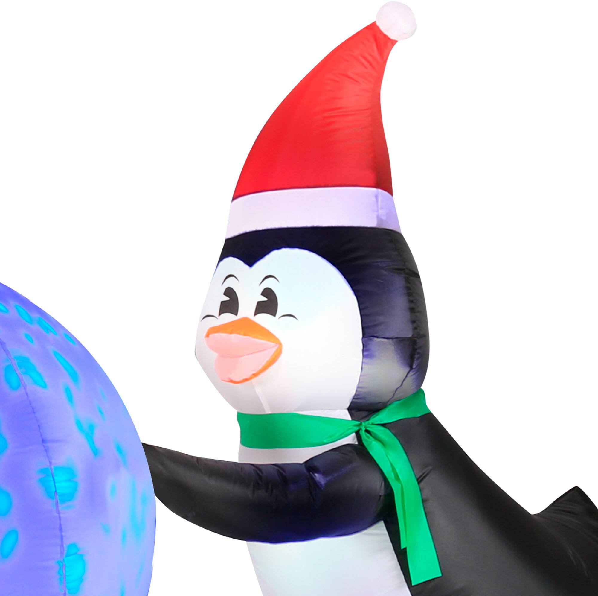 Alt View 16. Occasions - 6' Long Penguins with Swirling Lights Snowball Inflatable.