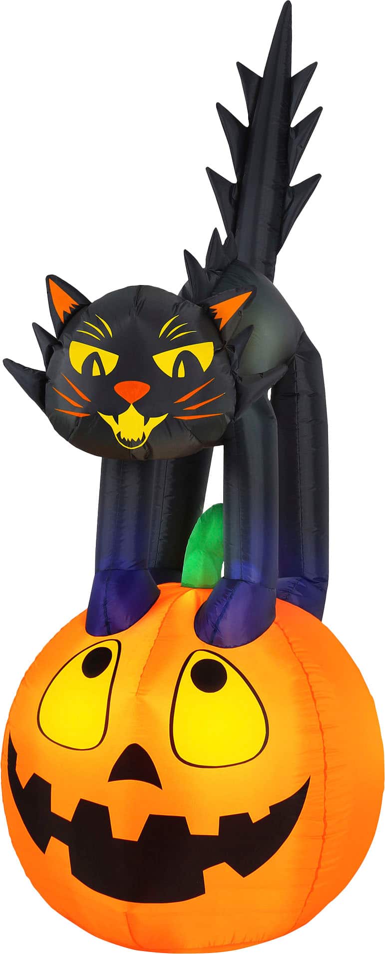Front. Occasions - Occasions 7' Tall Inflatable Black Cat on Pumpkin.